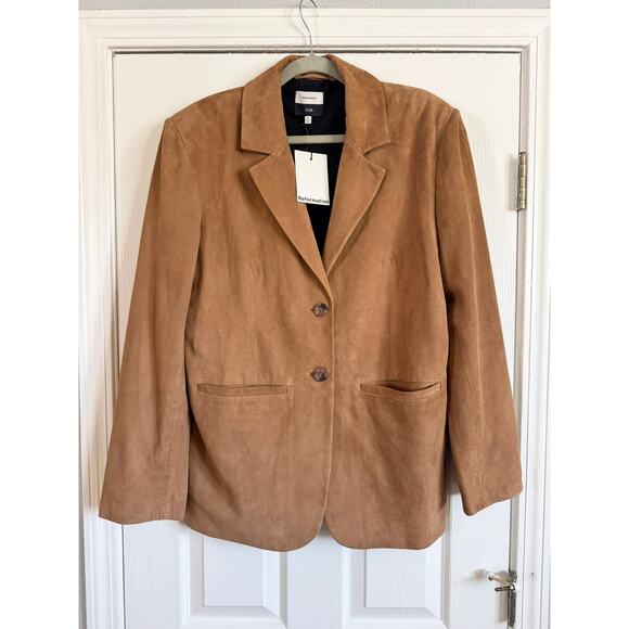 NWT REFORMATION Veda Leon Oversized Suede Blazer Pecan Medium M - Picture 4 of 10